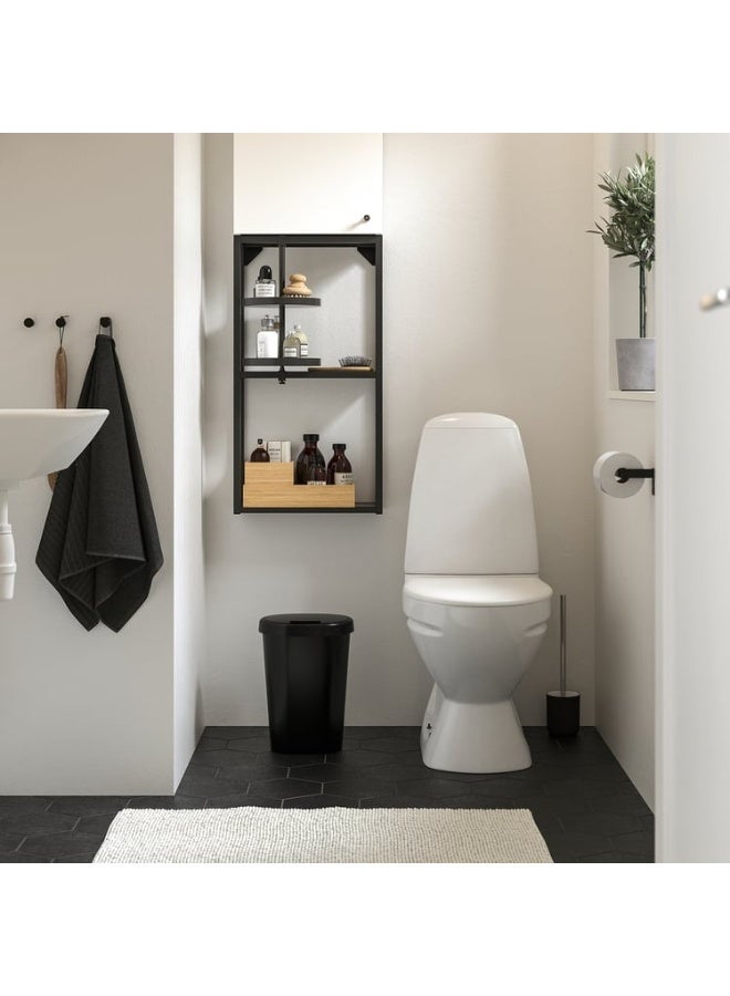 أيكيا حاوية نفايات بسعة 8 لتر مع غطاء قابل للإزالة – حاوية صغيرة و متينة لترتيب النفايات للمطبخ، الحمام، المكتب، تنظيم المنزل، تثبيت كيسين من الحافة العليا، زوايا مدورة سهلة التنظيف، تصميم نحيف موفر للمساحة، بلاستيك معاد تدويره، حل عملي لفرز وتخزين النفايات، حاوية منزلية صديقة للبيئة- سوداء - Image 3